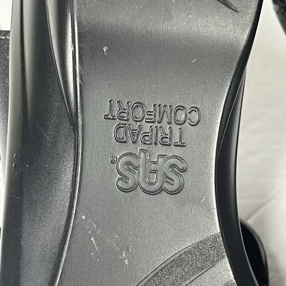 SAS Duo Women’s Black Leather Comfort Sandals Triple Strap Slides Size 8.5